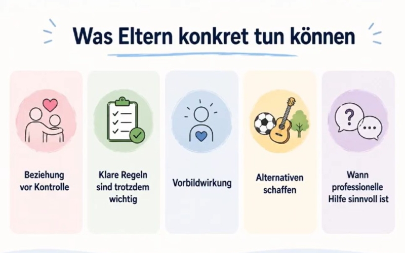 Suchtexperte zu Social Media. Vortragsfolie Prävention Was Eltern tun können